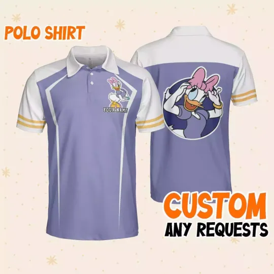 Personalized Never Too Old For Daisy Duck Short Sleeve Men's Polo Shirt US size