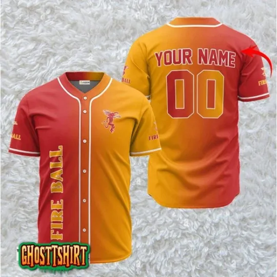 Personalized Gradient Fireball Whiskey Baseball Jerseys