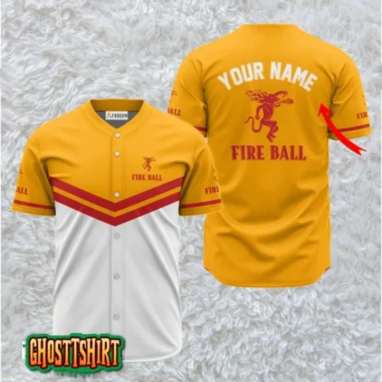 Personalized Fireball Whiskey Yellow And White Baseball Jerseys