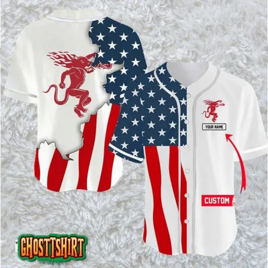 Personalized US Flag Fireball Baseball Jerseys