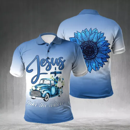 Jesus Take The Wheel Jesus Is My God Christian AOP Polo Shirt