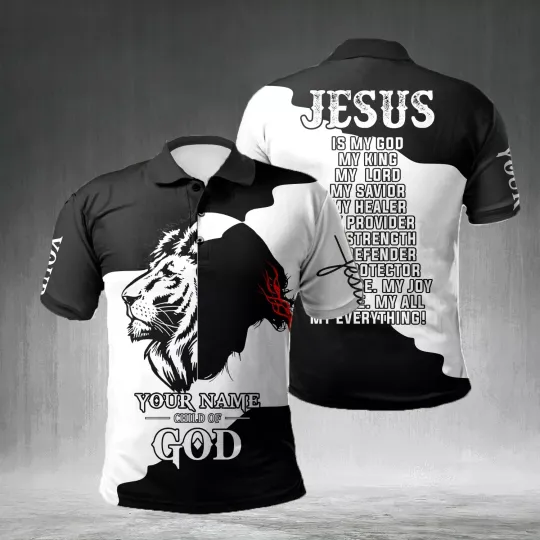 Personalized Jesus Is My God Christian AOP Polo Shirt