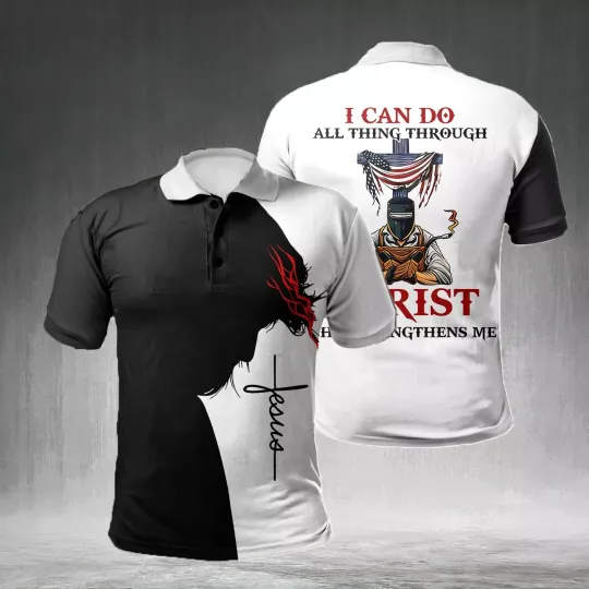 Jesus Welder Jesus Christian All Over Printed Polo Shirt
