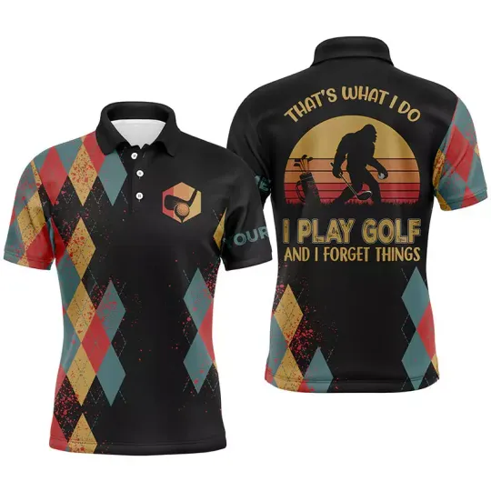 Bigfoot Golf Polo Shirts, Bigfoot Sasquatch Golf Player, Best Gift For Fans
