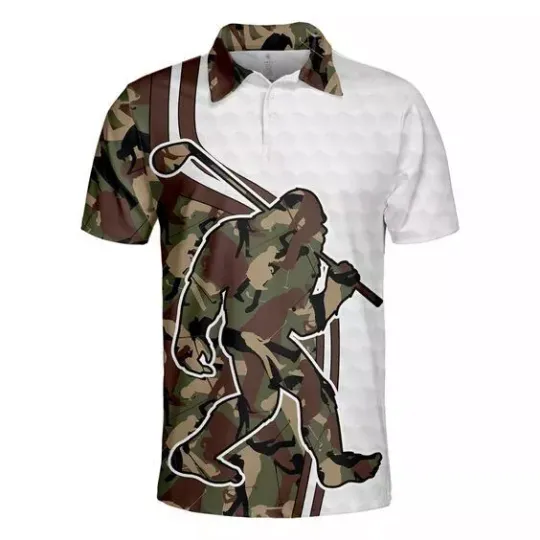 Bigfoot Golf Polo Shirts, Bigfoot Sasquatch Golf Player, Best Gift For Fans