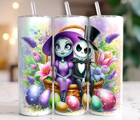 Jack Sally Nightmare Before Easter Tumbler, Easter 20oz Skinny Tumbler, Happy Easter Tumbler, Tumbler Wrap, Easter