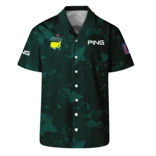 Dark Green Grunge Stars Pattern Golf Masters Tournament Ping Hawaiian Shirt