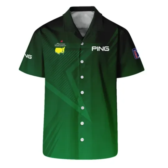 Ping Masters Tournament Hawaiian Shirt Dark Green Gradient Star Pattern Golf