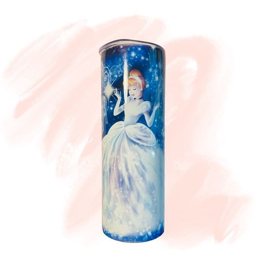 Princess Cinde Fairy Godmother Tumbler 20oz Sublimation Skinny Straight 20oz Cup Water Bottle Cartoon