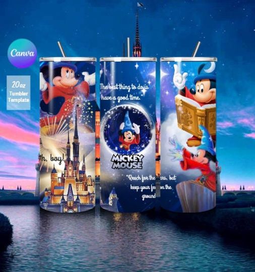 Mickey Mouse Magic, Disney Pixar, 20oz Skinny Straight Tumbler Wrap