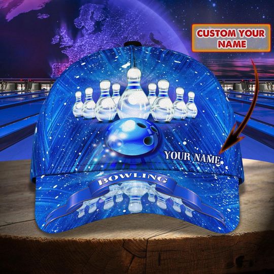 Customized Blue Bowling Cap Hat For Men Women, Bowling Team Classic Cap Hat, Best Gift For Bowler, Gifts for Bowling Team