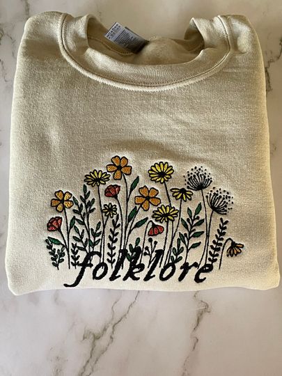 Flower Embroidered Crewneck, T-Shirt or Hoodie