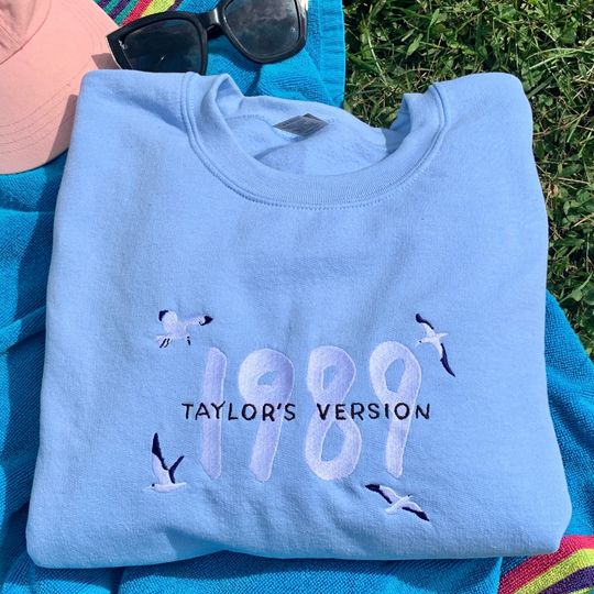 1989 TV Embroidered Sweatshirt. Cozy music fan seagull album crewneck.