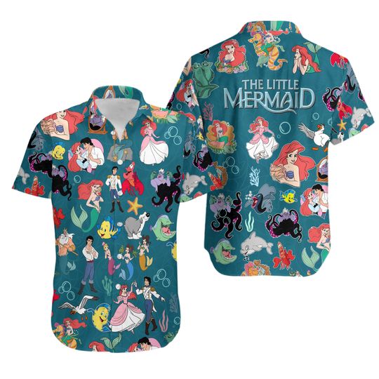 The Little Mermaid Group Characters Hawaiian Shirt