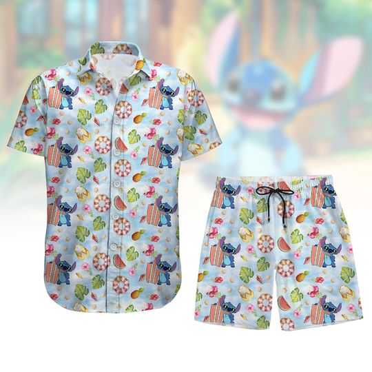 Stitch and Angel Hawaiian Shirt, Disney Coquette Hawaiian Shirt, Stitch Hawaiian Shirt, Stitch Summer Shirt, Stitch Couple Shirt