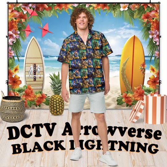 Black Lightning (DCTV) - Hawaiian Shirt Aloha Short Sleeve - All Seasons Posters - Gift Idea, Vintage Style, Men's Women's Kids Fashion