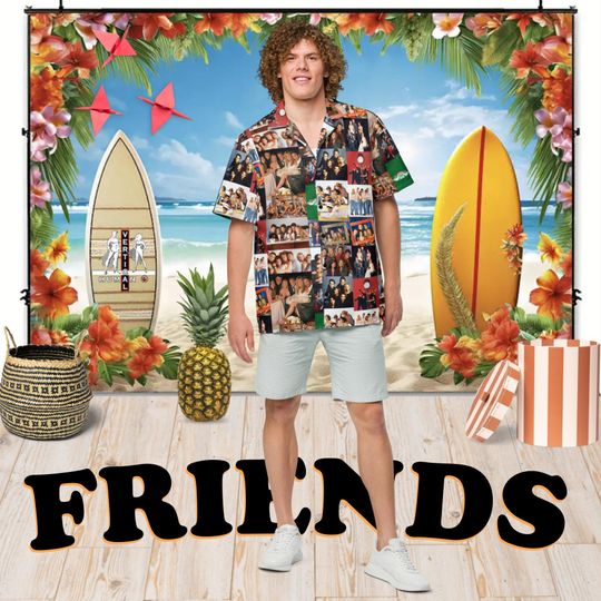 Friends - Hawaiian Shirt Aloha Short Sleeve - Posters of All Seasons - Gift Idea, Vintage Style, Fashion for Men Women Children