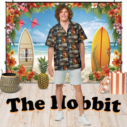 The Hobbit - Hawaiian Aloha Shirt Short Sleeve - All Movies Posters - Gift Idea, Vintage Style, Men's Women's Kids Fashion