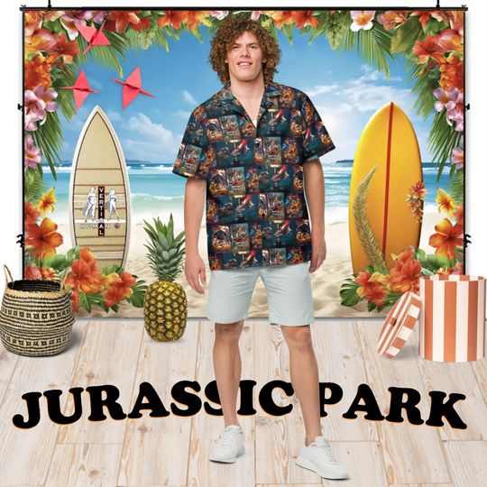 Jurassic Park - Hawaiian Shirt Aloha Short Sleeve - Movie Posters - Gift Idea, Vintage Style, Men's Women's Kids Fashion