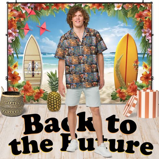 Back to the Future - Hawaiian Shirt Aloha Short Sleeve - Graphic Posters - Gift Idea, Vintage Style, Men's Women's Kids Fashion