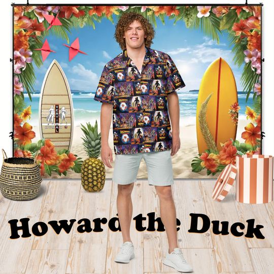 Howard the Duck - Hawaiian Shirt Aloha Short Sleeve - Movie Posters - Gift Idea, Vintage Style, Men's Women's Kids Fashion