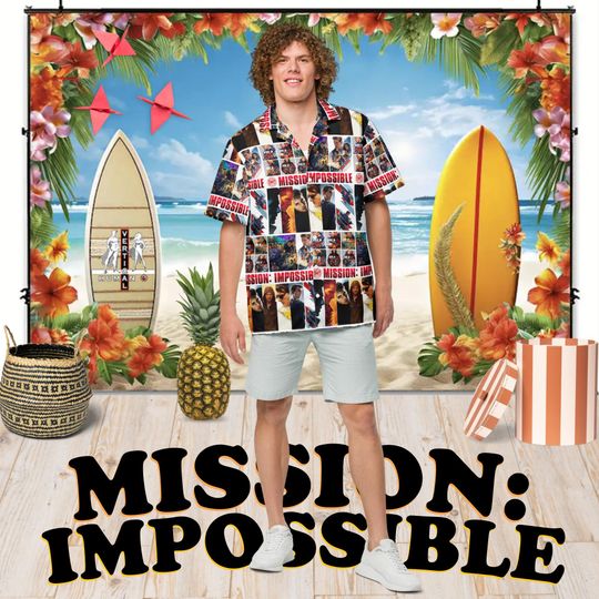 Mission Impossible - Hawaiian Shirt Aloha Short Sleeve - Posters of All Movies - Gift Idea, Vintage Style, Fashion for Men Women Children