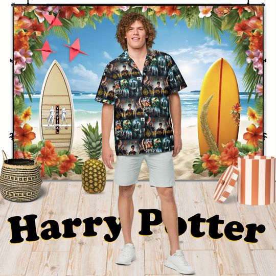 Harry Potter - Hawaiian Shirt Aloha Short Sleeve - Posters of All Movies - Gift Idea, Vintage Style, Fashion for Men Women Children