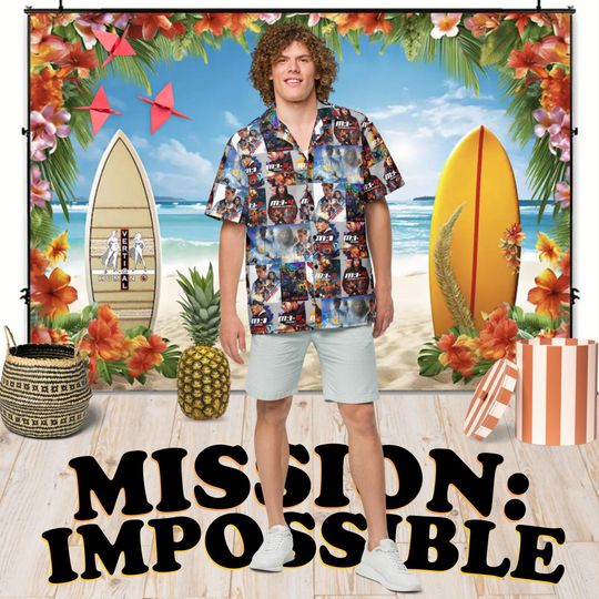 Mission Impossible - Hawaiian Shirt Aloha Short Sleeve - Posters of All Movies - Gift Idea, Vintage Style, Men's Women's Children's Fashion