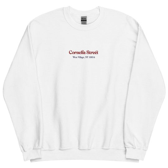 Cornelia Street Embroidered Crewneck Sweatshirt White Red Blue