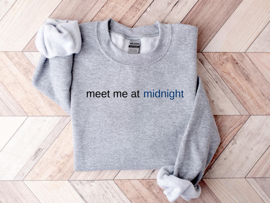 Meet Me At Midnight Shirt, Embroidered Sweatshirt, Crewneck Sweatshirt, Midnights Sweatshirt, Song Lyrics, Vintage Sweatshirt, Crewneck