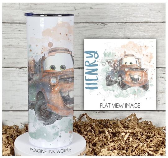 Tumbler Tow Mater 20oz Skinny Tumbler - Disney Character Waterbottle Stainless Steel Water Bottle Radiator Springs Lightening McQueen