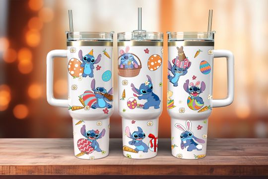 Stitch and Angel Easter Day 40 Oz Tumbler , Easter Day Tumbler