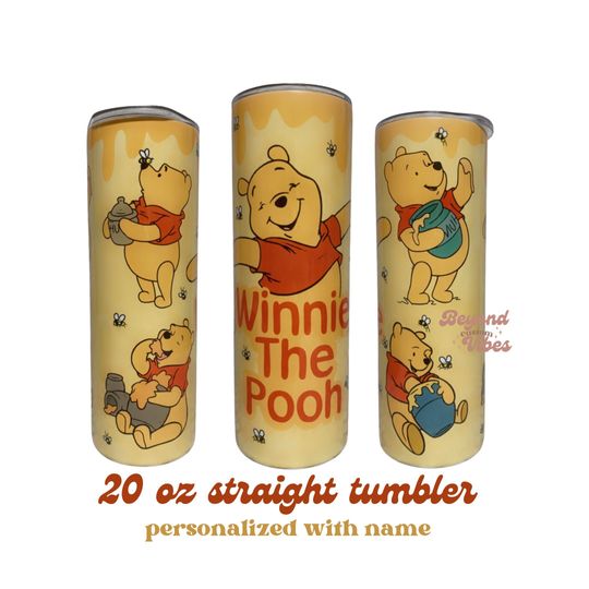 Winnie the Pooh Tumbler , Pooh Bear Tumbler, Pooh Tumbler, Skinny Straight Tumbler, Mickey and Friends Inspired 20 Oz,