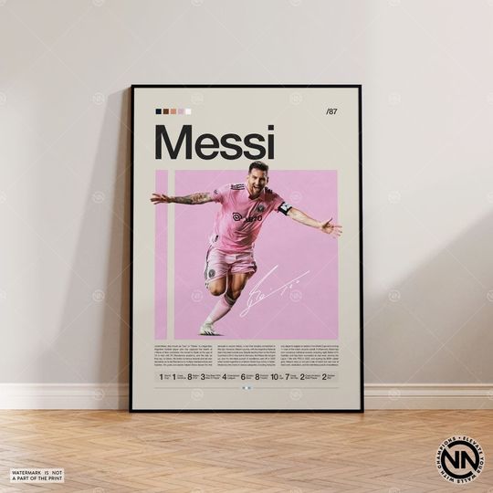 Lionel Messi Poster, Inter Miami Wall Art, Soccer Print, Messi Decor, Miami Star Poster, MLS Art, Football Fan Gift