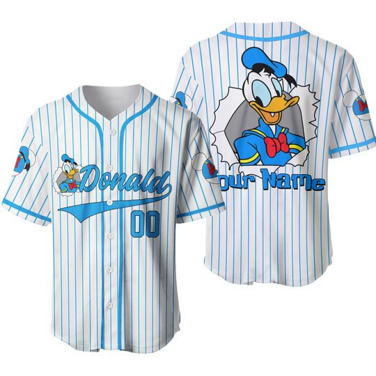 Donald Duck Jersey Shirt, Custom Donald Duck Baseball Shirt, Disney Donald Baseball Jersey, Custom Name Shirt, Disney Jersey Shirt