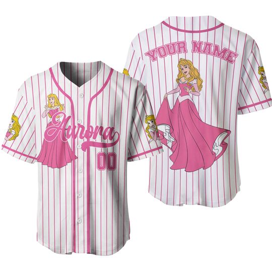 Personalize Aurora Princess Jersey, Custom Kid Youth Adult Disney Baseball Jersey, Aurora Princess Baseball Jersey