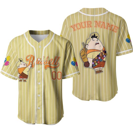 Custom Disney Up Movie Russell Baseball Jersey, Custom Disney Jersey, Disney Baseball Team Outfit