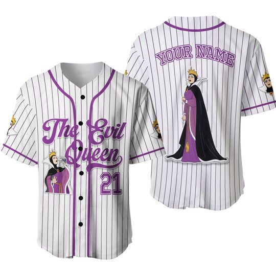Custom Disney The Evil Queen Jersey Baseball,Custom Kid Youth Adult Disney Jersey,Disney Baseball Jersey