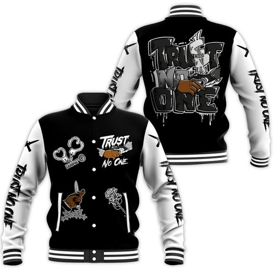White Thunder 4s Varsity Jacket, Streetwear Varsity Jacket, Trust No One Dripping Varsity Jackets