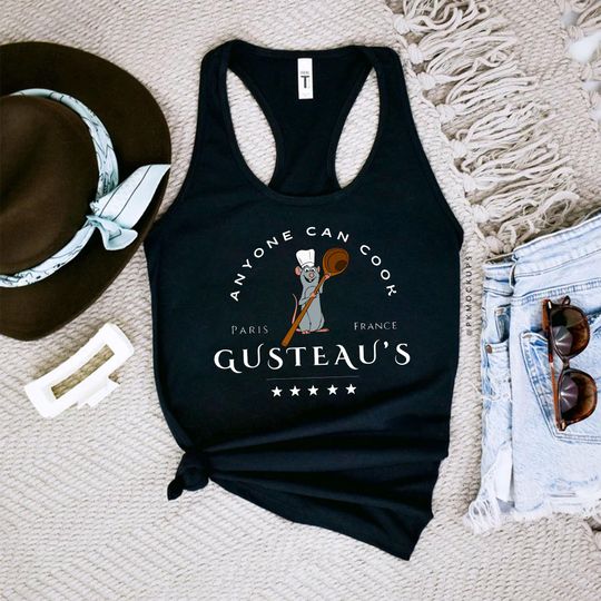 Anyone Can Cook Racerback Tank Top, Ratatouille Tank Tops, Disney Remy Tank Top, Remy Paris Checkerboard Racerback, Disney Cook Lovers Gifts