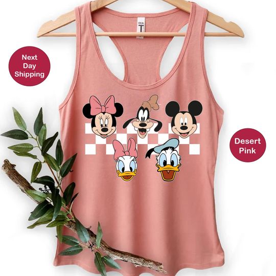 Checkered Disney Racerback, Matching Disney Trip T-Shirts, Disneyland Racerbacks, Disney Characters Racer Tank, Mickey And Friends Racerback