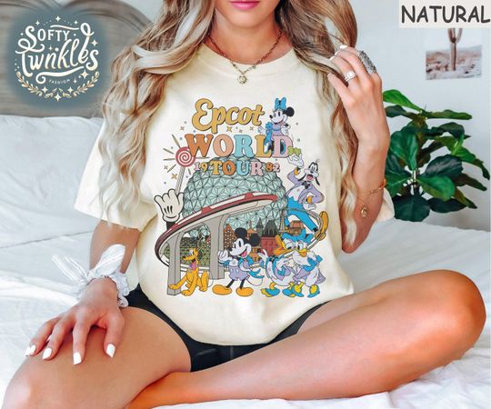 Retro Disney Epcot World Tour Shirt, Vintage Disney Epcot Shirt, Mickey And Friends, Epcot Center 1982 Shirt, Drinking Around The World Tee