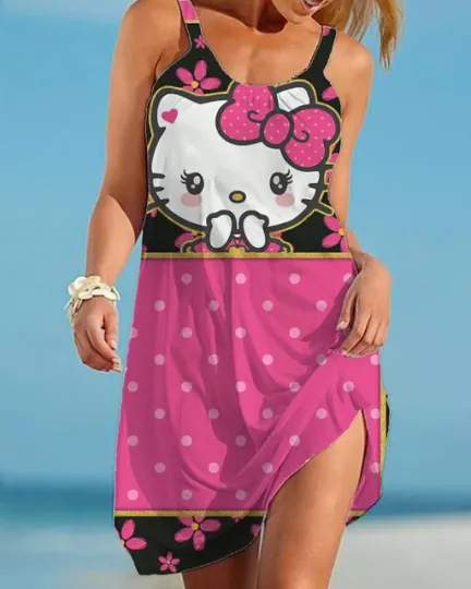 HELLO KITTY WOMENS SUNDRESS  BEACH COVERUP SUMMER DRESS