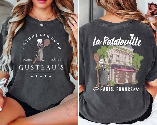 2- Sided Ratatouille Anyone Can Cook Comfort Colors Shirt, La Ratatouille Paris France Shirt, Little Chef Remy Sweater, Disney Epcot Shirt