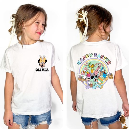 Custom Mouse Easter Shirt, 2025 Bunny Ear Tee Disney Toddler Kid Sweatshirt, Magical Gift Family Matching Daughter Son Pastel Natural Tshirt