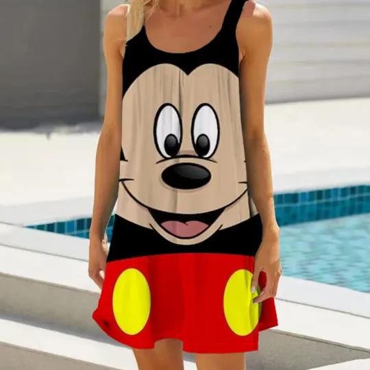 Mickey Summer Sleeveless Dresses | Beach Dress | Summer Gift