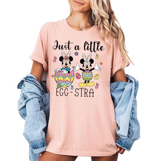 Disney Just A Little Egg-stra Shirt, Funny Easter Disneyland Shirt, Easter Bunny Shirt, Disney Egg Hunt Shirt, Minnie Mickey Easter Day Tee