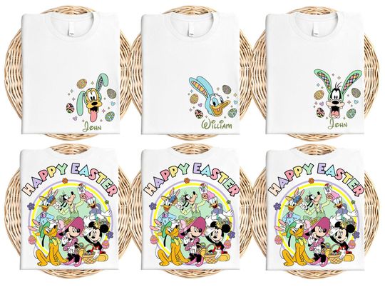 Custom Disney Easter Shirt 2025 - Mickey & Friends Bunny Ears Tee, Disneyland Easter Gift, Matching Family Easter Outfit