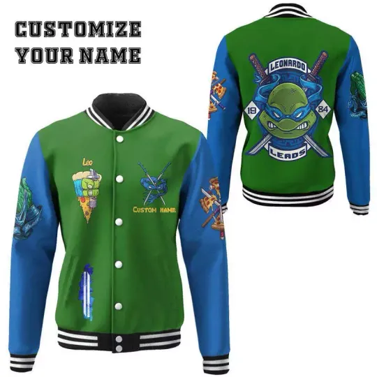 3D Leonardo TMNT Leo Cosplay Custom Baseball Jacket