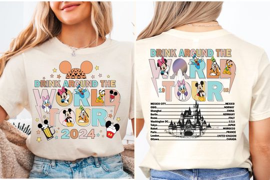 Disneyland Drinking Around The World 2025 Shirt, Mickey Epcot Tour Shirt, Disney World Tour Shirt, Mickey Trip Epcot Tour Shirt